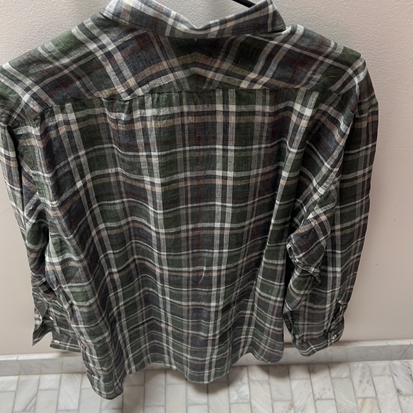 BILLY REID MENS Plaid Linen Button Down - Picture 4 of 5